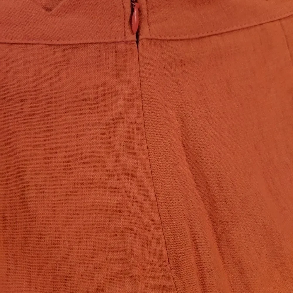 June & Hudson scalloped linen shorts orange large